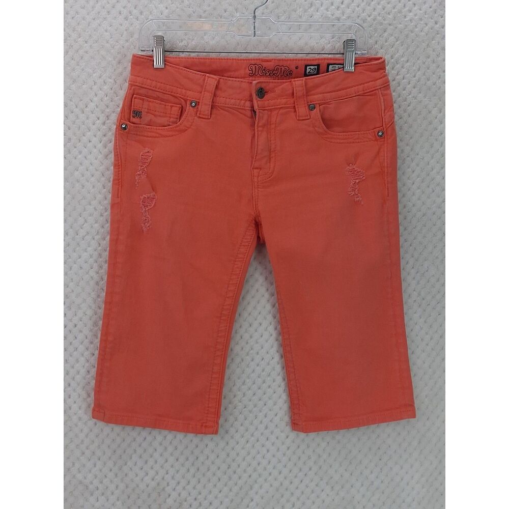 Miss Me Women's 29 Coral Mid Rise Bermuda Shorts